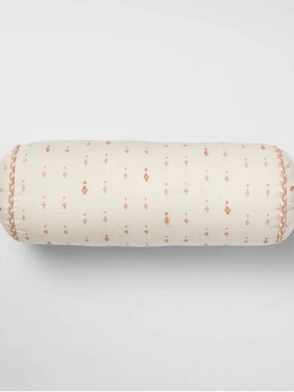 Studio McGee Threshold Geo Pattern Cream Bolster Pillow with Rose Gold Accents